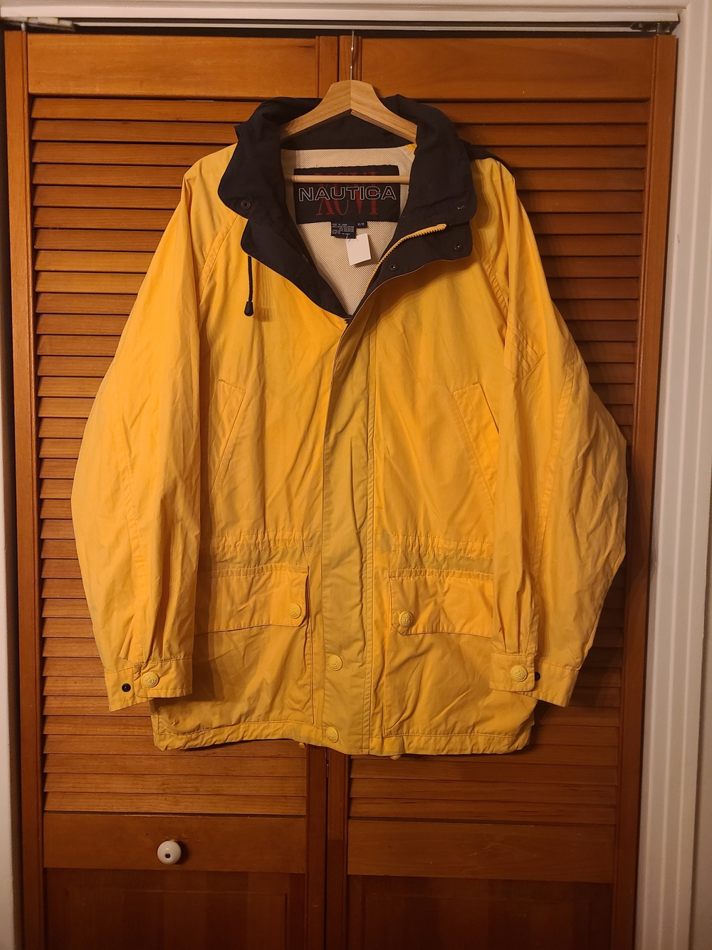 Nautica Men’s Yellow Hooded Shell Jacket